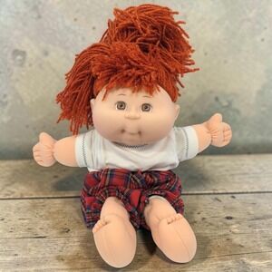 VTG 90's Mattel Cabbage Patch Kids Doll Red Yarn Hair Brown Eyes Plaid CPK 1995